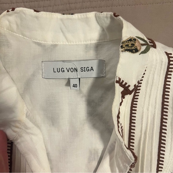 Lug Von Siga White and Brown Patterned and Tulip Mini Dress - Picture 2 of 6